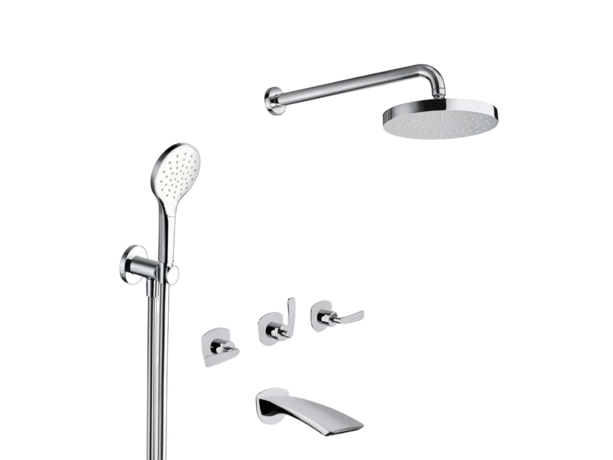 CRISTINA Rubinetterie Bollicine Cribo113 Wall Mounted Bath And Shower Mixer Set