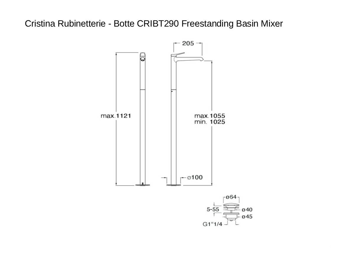 CRISTINA Rubinetterie Botte Cribt290 Freestanding Basin Mixer