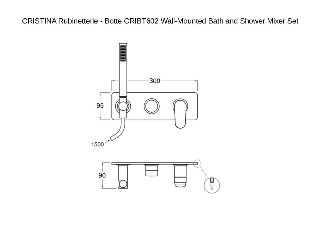 CRISTINA Rubinetterie Botte Cribt602 Wall Mounted Bath And Shower Mixer Set