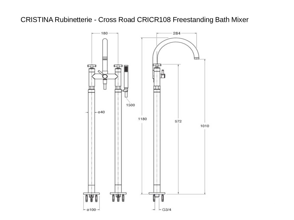 CRISTINA Rubinetterie Cross Road Cricr108 Freestanding Bath Mixer