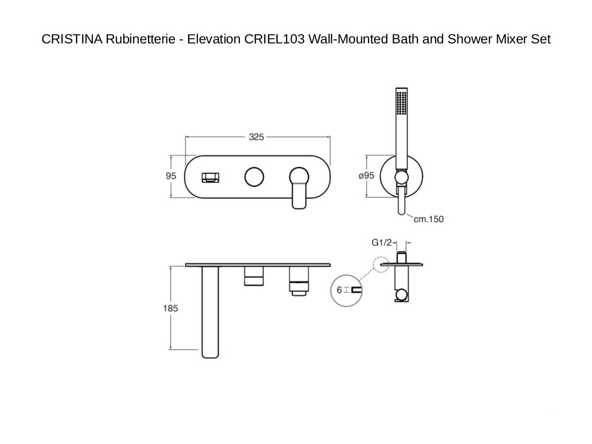 CRISTINA Rubinetterie Elevation Criel103 Wall Mounted Bath And Shower Mixer Set