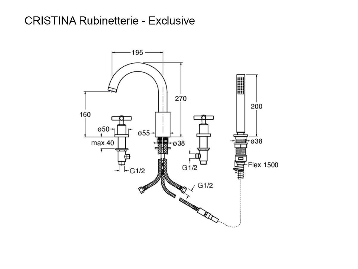 CRISTINA Rubinetterie Exclusive Deck Mounted Bathtub Mixer