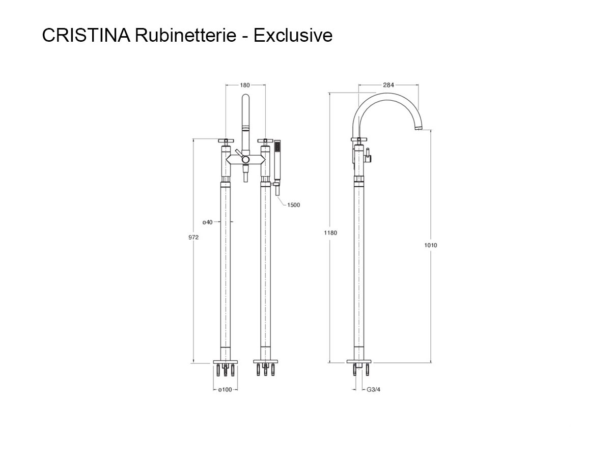 CRISTINA Rubinetterie Exclusive Floor Standing Bathtub Mixer
