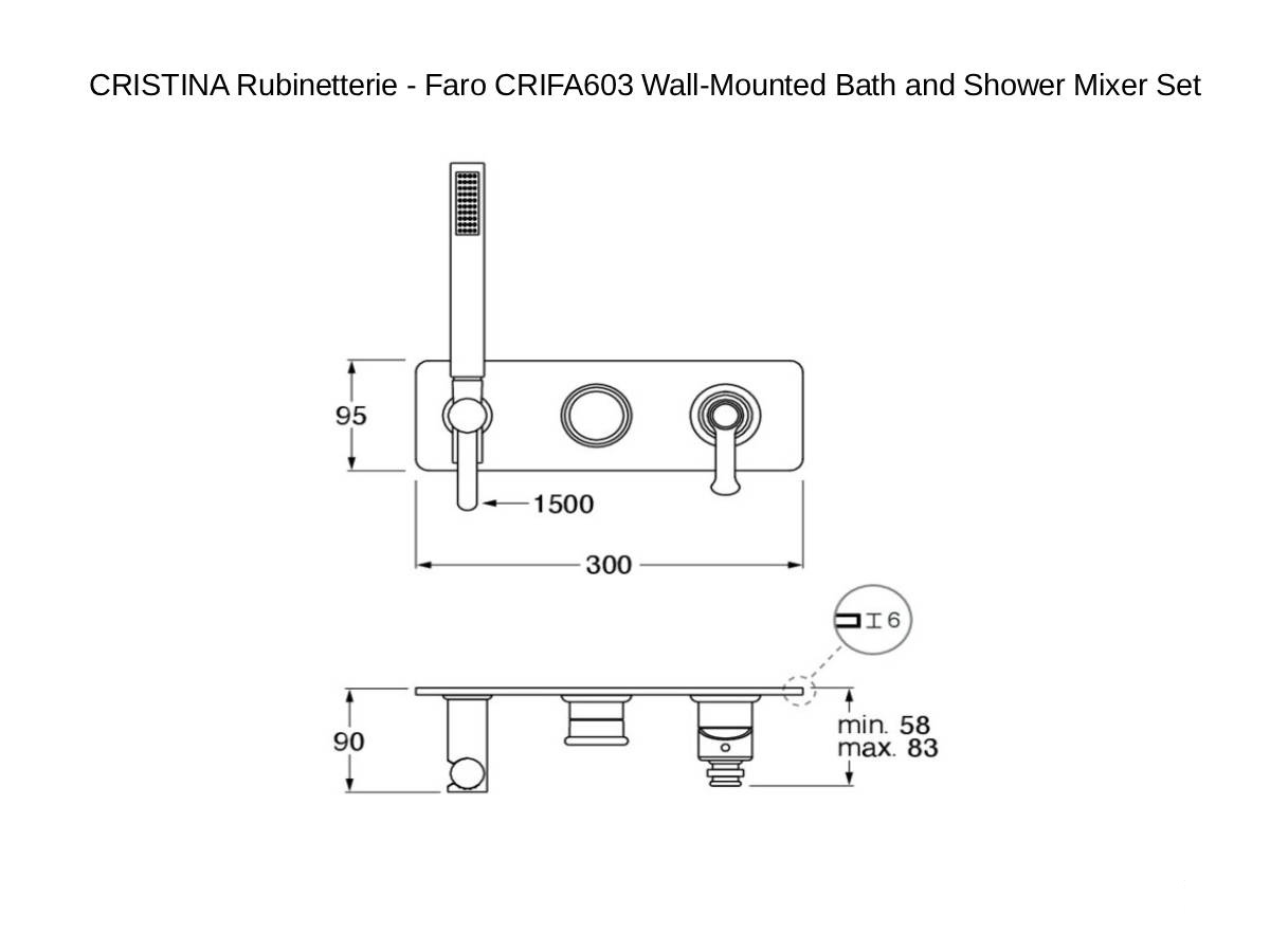 CRISTINA Rubinetterie Faro Crifa603 Wall Mounted Bath And Shower Mixer Set