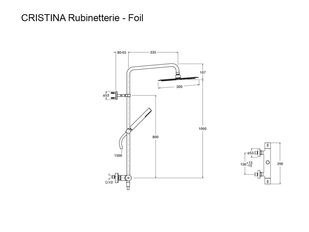 CRISTINA Rubinetterie Foil Thermostatic Shower Column