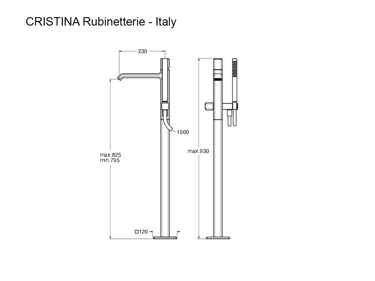CRISTINA Rubinetterie Italy Floor Standing Bathtub Mixer