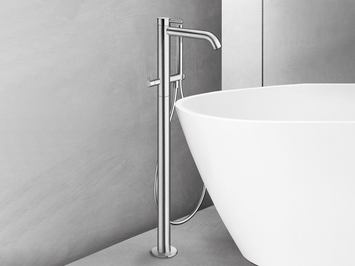 CRISTINA Rubinetterie Ix Stainless Steel Floor Standing Bathtub Mixer