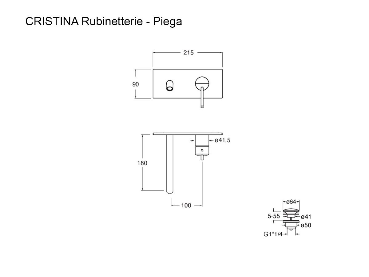 CRISTINA Rubinetterie Piega Stainless Steel Single Wall Mixerinox
