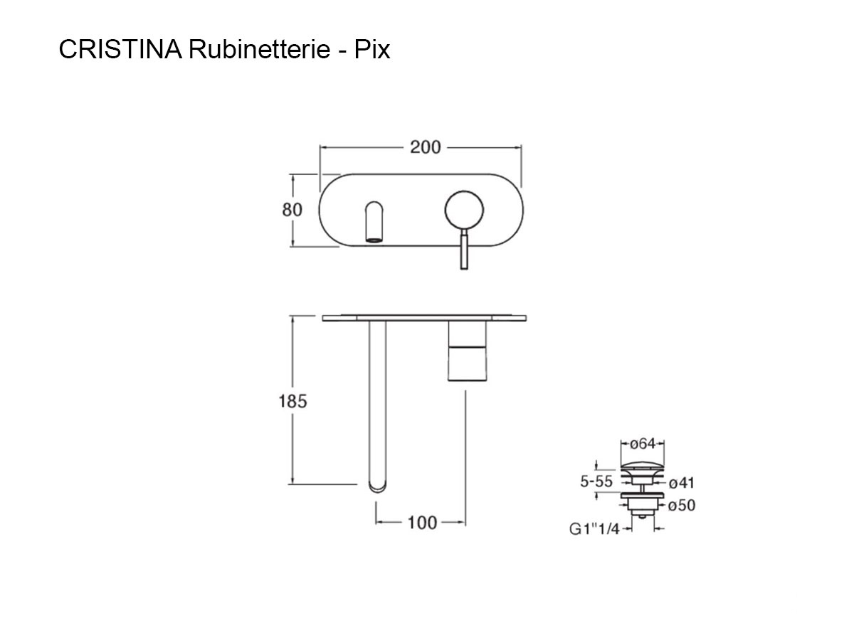 CRISTINA Rubinetterie Pix Stainless Steel Mixerinox Plate