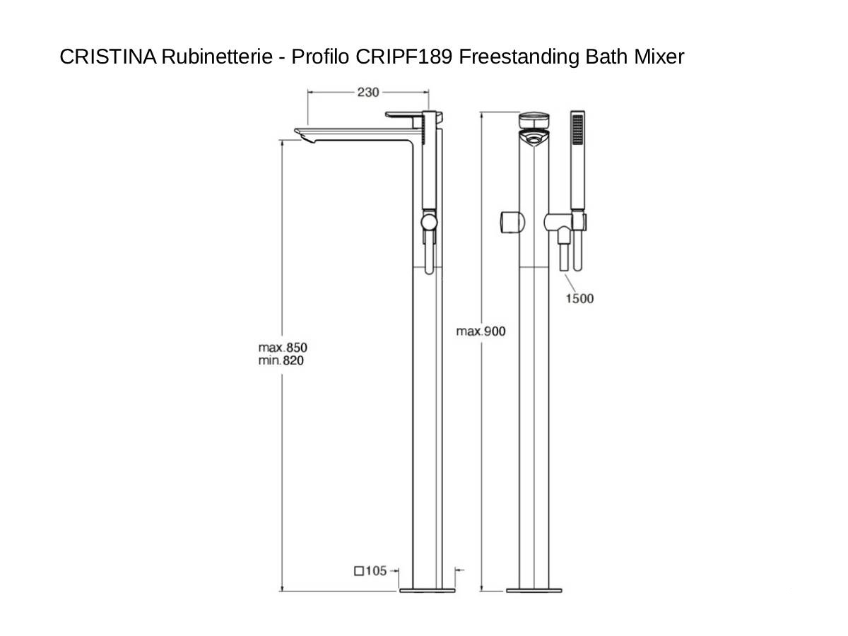 CRISTINA Rubinetterie Profilo Cripf189 Freestanding Basin Mixer