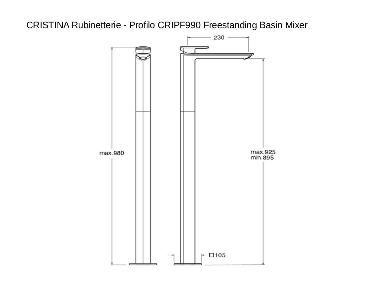 CRISTINA Rubinetterie Profilo Cripf990 Freestanding Basin Mixer