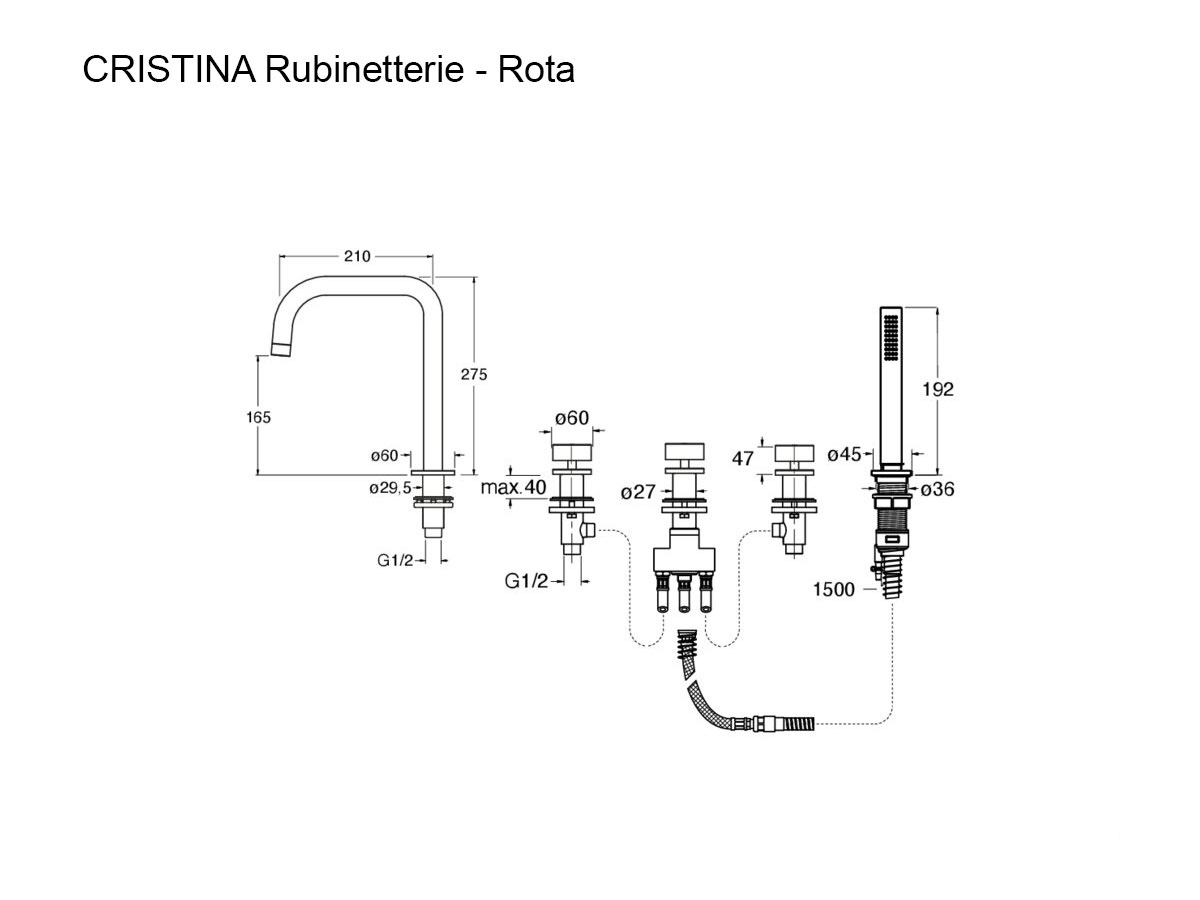 CRISTINA Rubinetterie Rota Deck Mounted Bathtub Mixer
