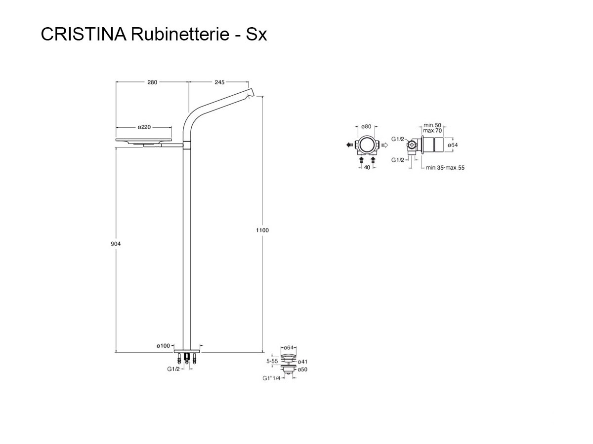 CRISTINA Rubinetterie Sx Stainless Steel Single Control Floor
