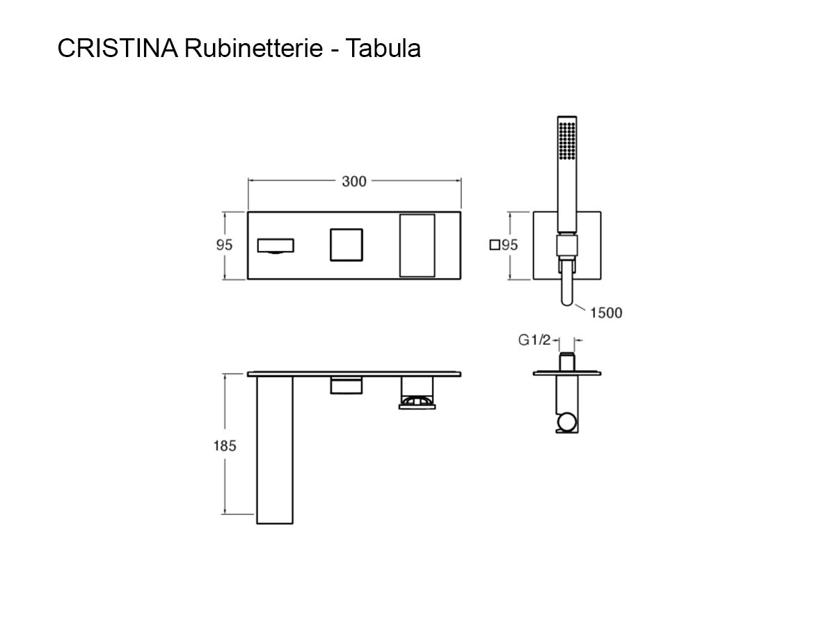 CRISTINA Rubinetterie Tabula Wall Mounted Bathtub Set