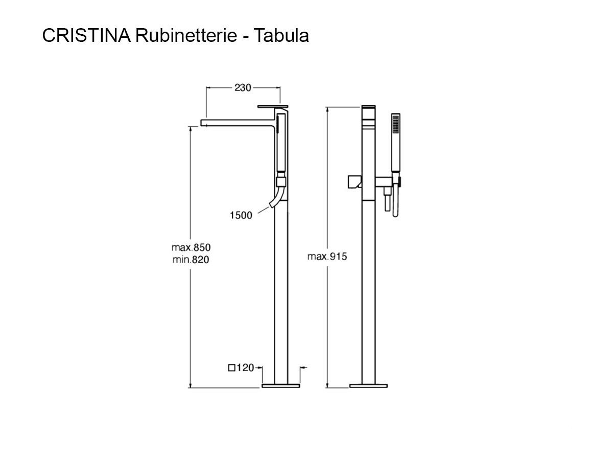 CRISTINA Rubinetterie Tabula Floor Standing Bathtub Set