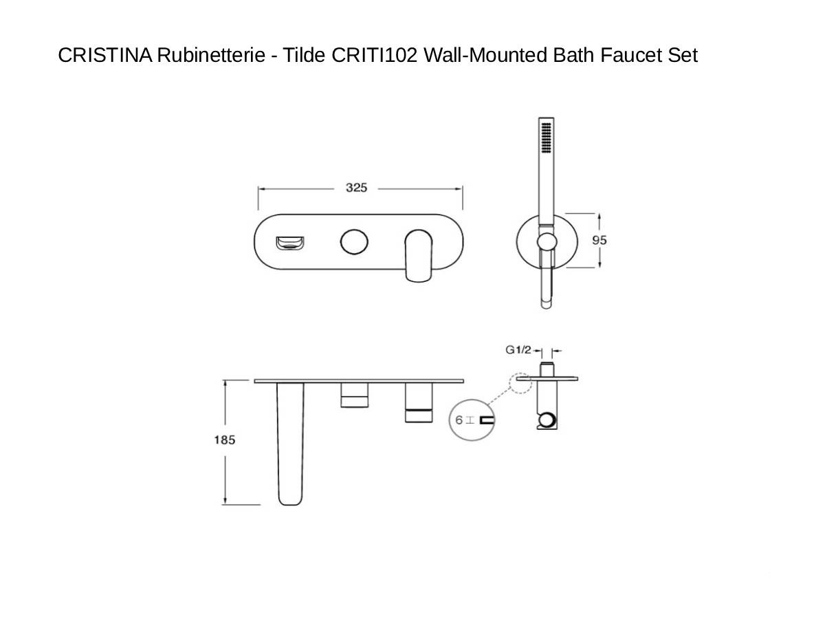 CRISTINA Rubinetterie Tilde Criti102 Wall Mounted Bath Faucet Set