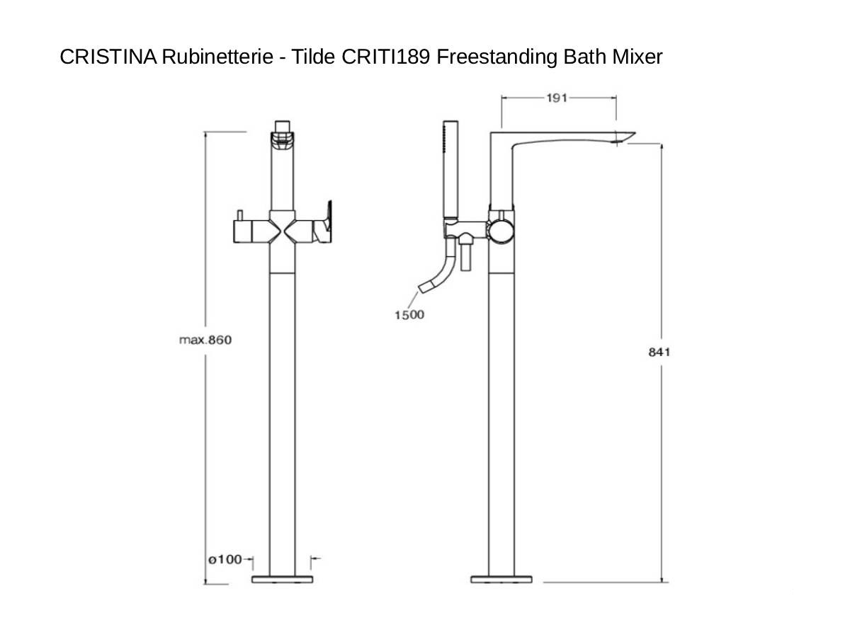 CRISTINA Rubinetterie Tilde Criti189 Freestanding Bath Mixer