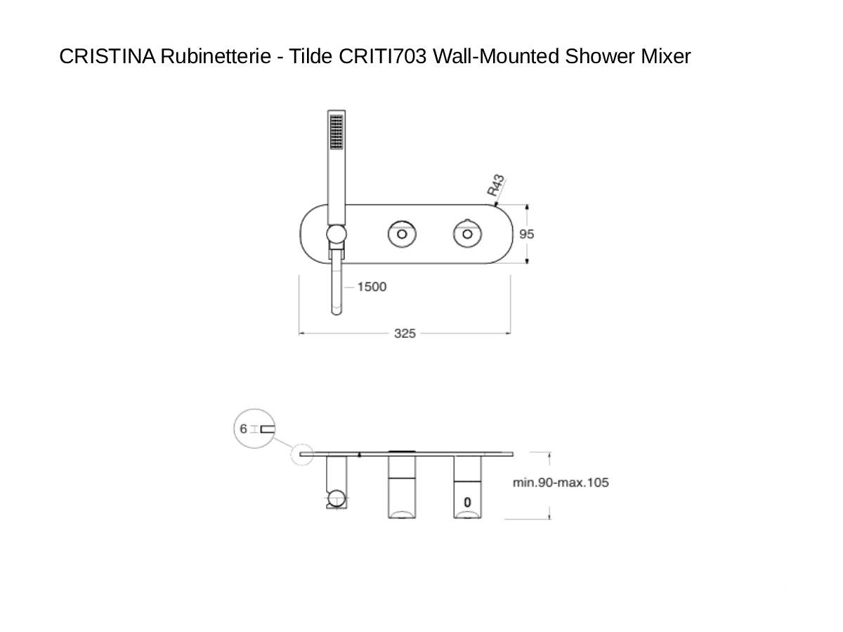 CRISTINA Rubinetterie Tilde Criti703 Wall Mounted Shower Mixer With Shower Head