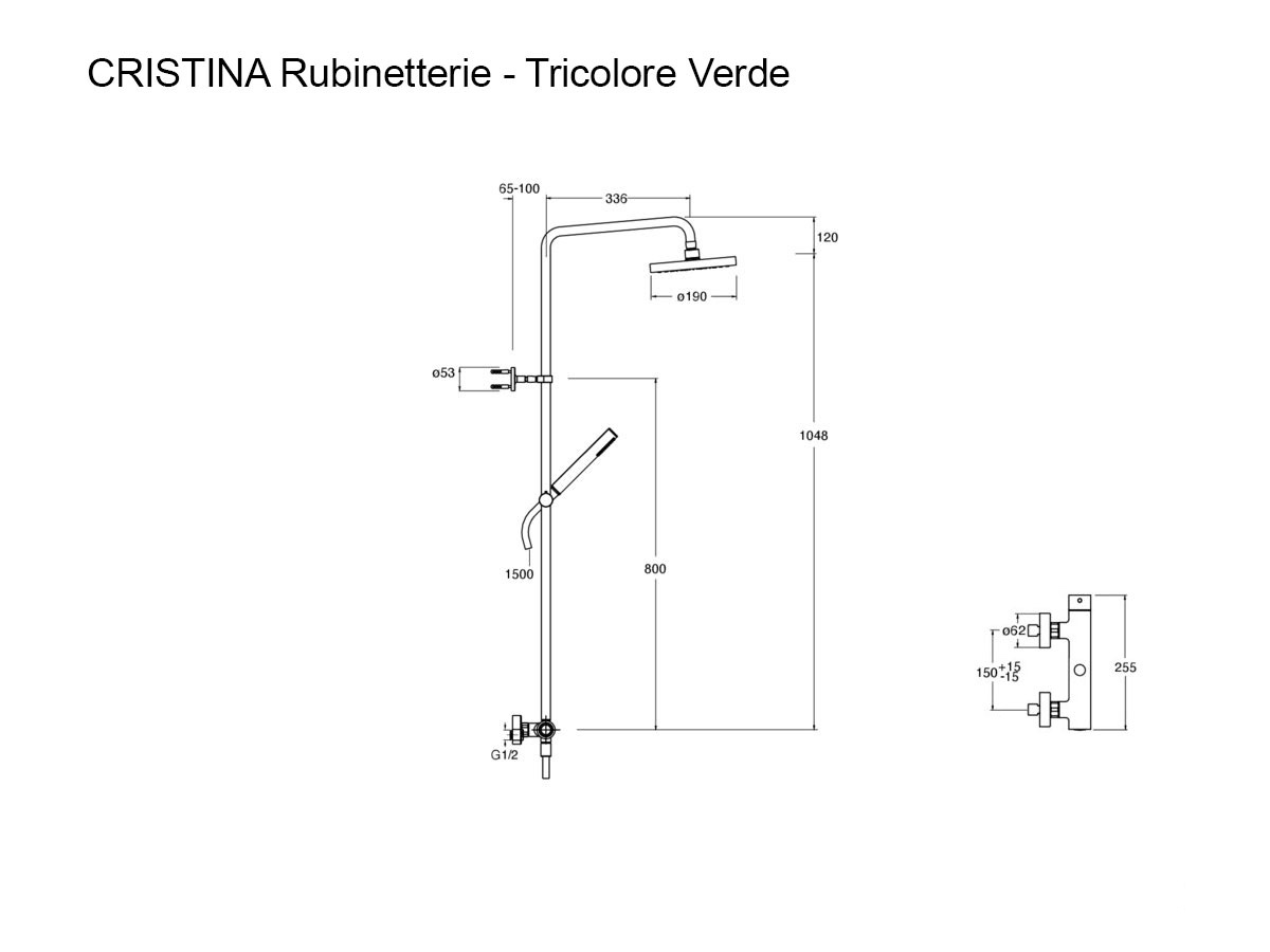 CRISTINA Rubinetterie Tricolore Verde Shower Column