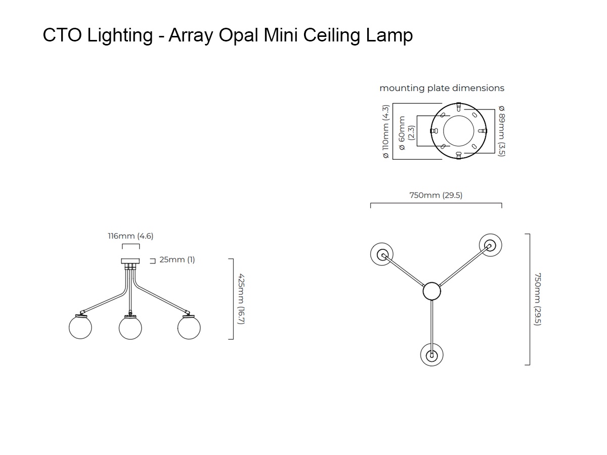 CTO Lighting Array Opal Mini Ceiling Lamp