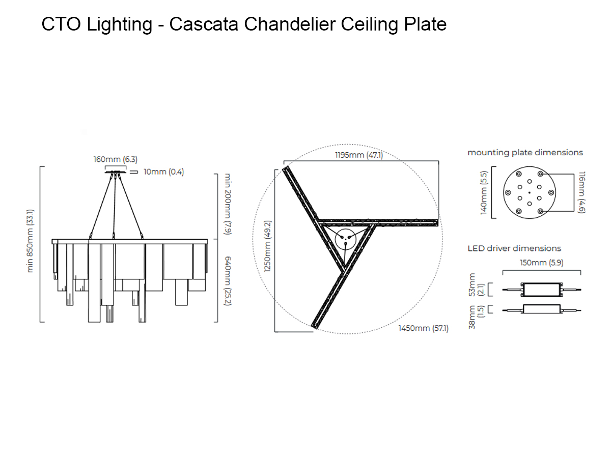 CTO Lighting Cascata Chandelier Ceiling Plate