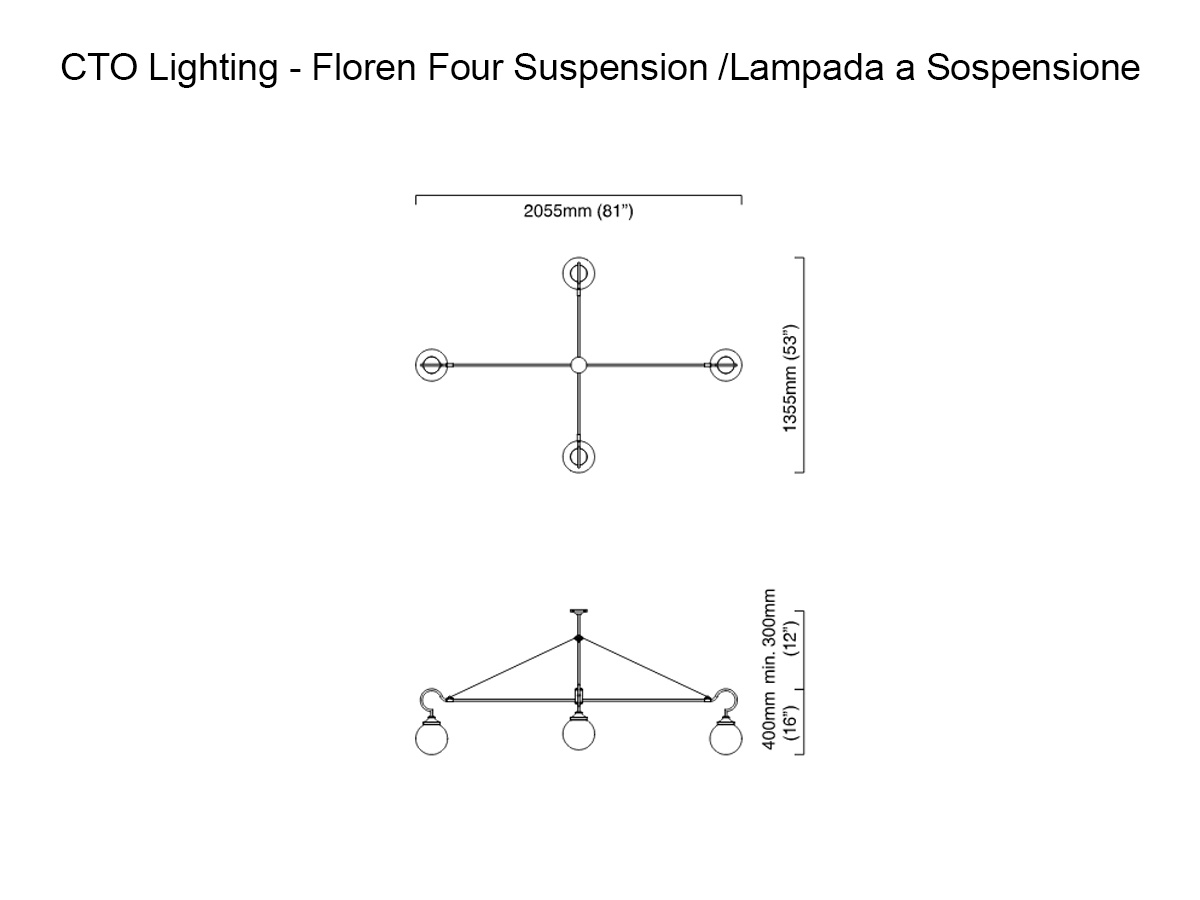 CTO Lighting Floren Four Arm Suspension Lamp