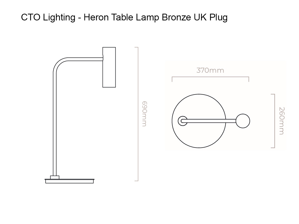 CTO Lighting Heron Table Lamp Bronze Uk Plug
