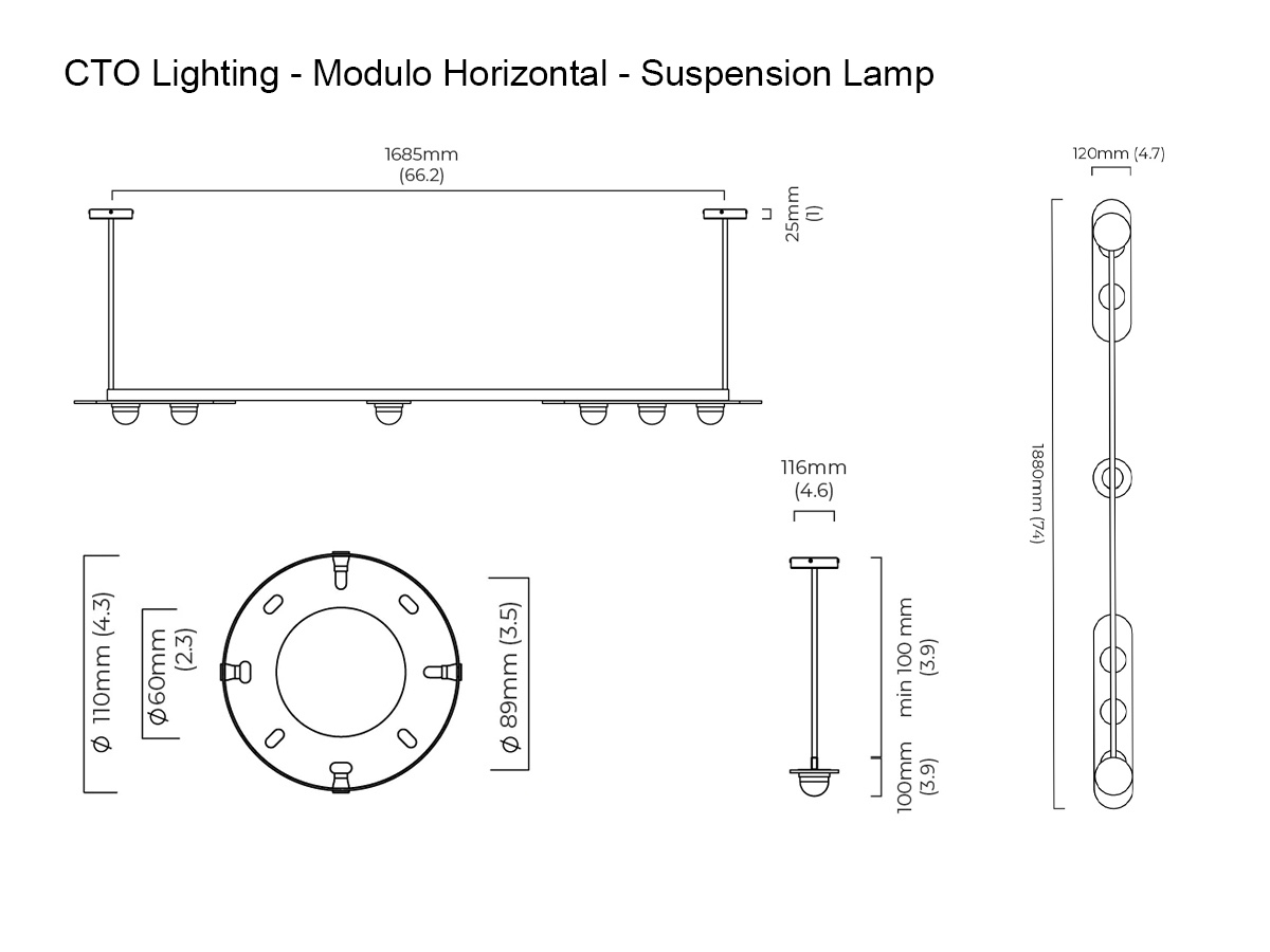 CTO Lighting Modulo Horizontal Suspension Lamp