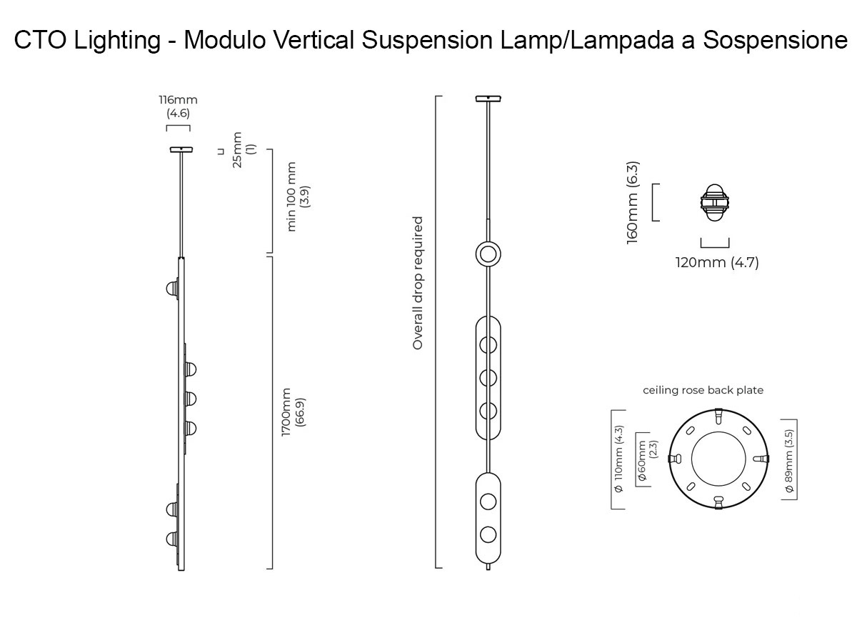 CTO Lighting Modulo Vertical Suspension Lamp