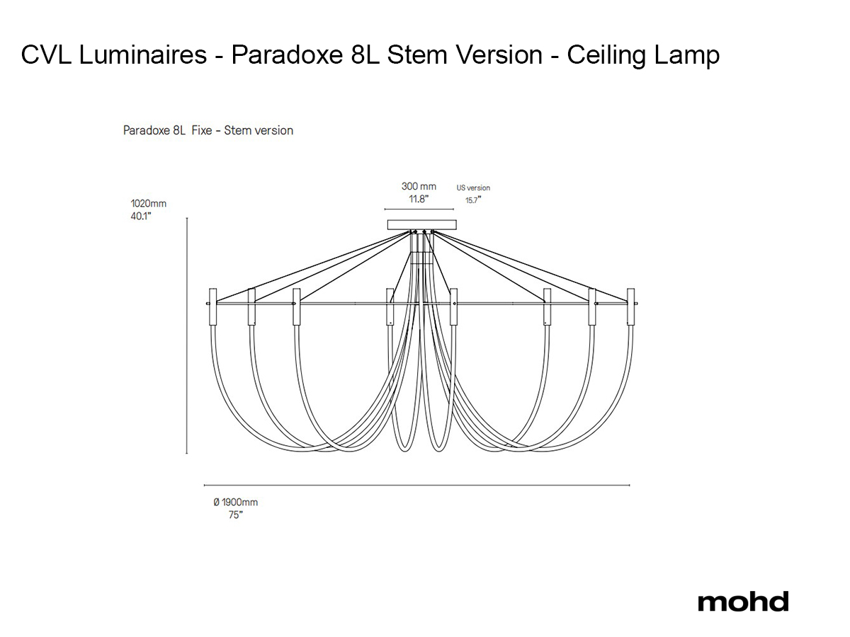 Потолочный светильник CVL Luminaires Paradoxe 8L Versione a stelo