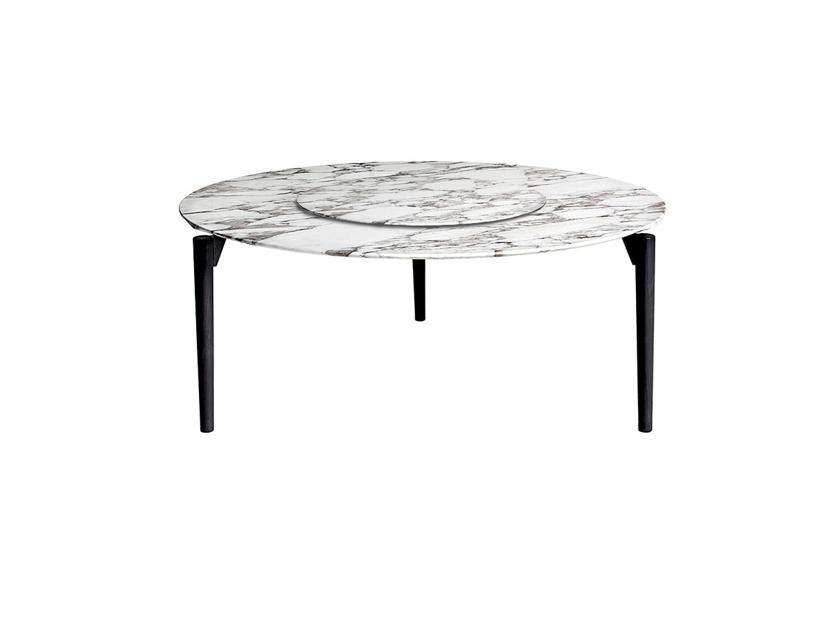 De Padova Tavolo 95 Round Table With Lazy Susan Tray Calacatta Oro Marble