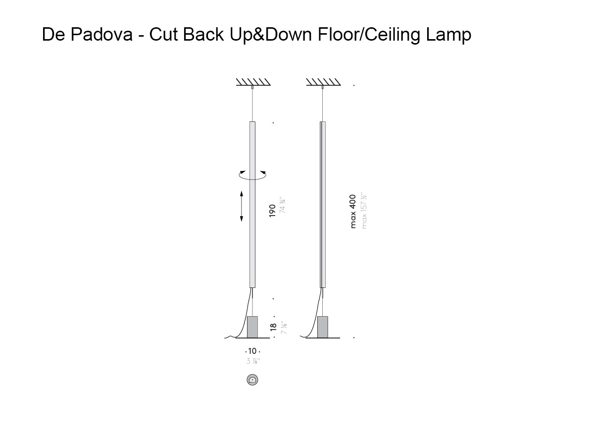 De Padova Cut Back Upanddown Floor Ceiling Lamp