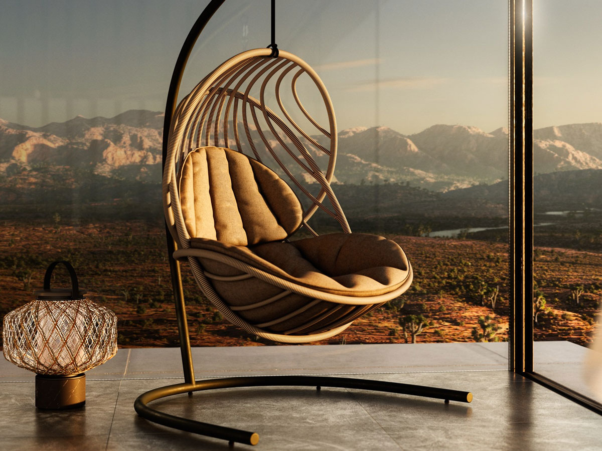 Dedon Kida Hanging Lounge Chair With Base