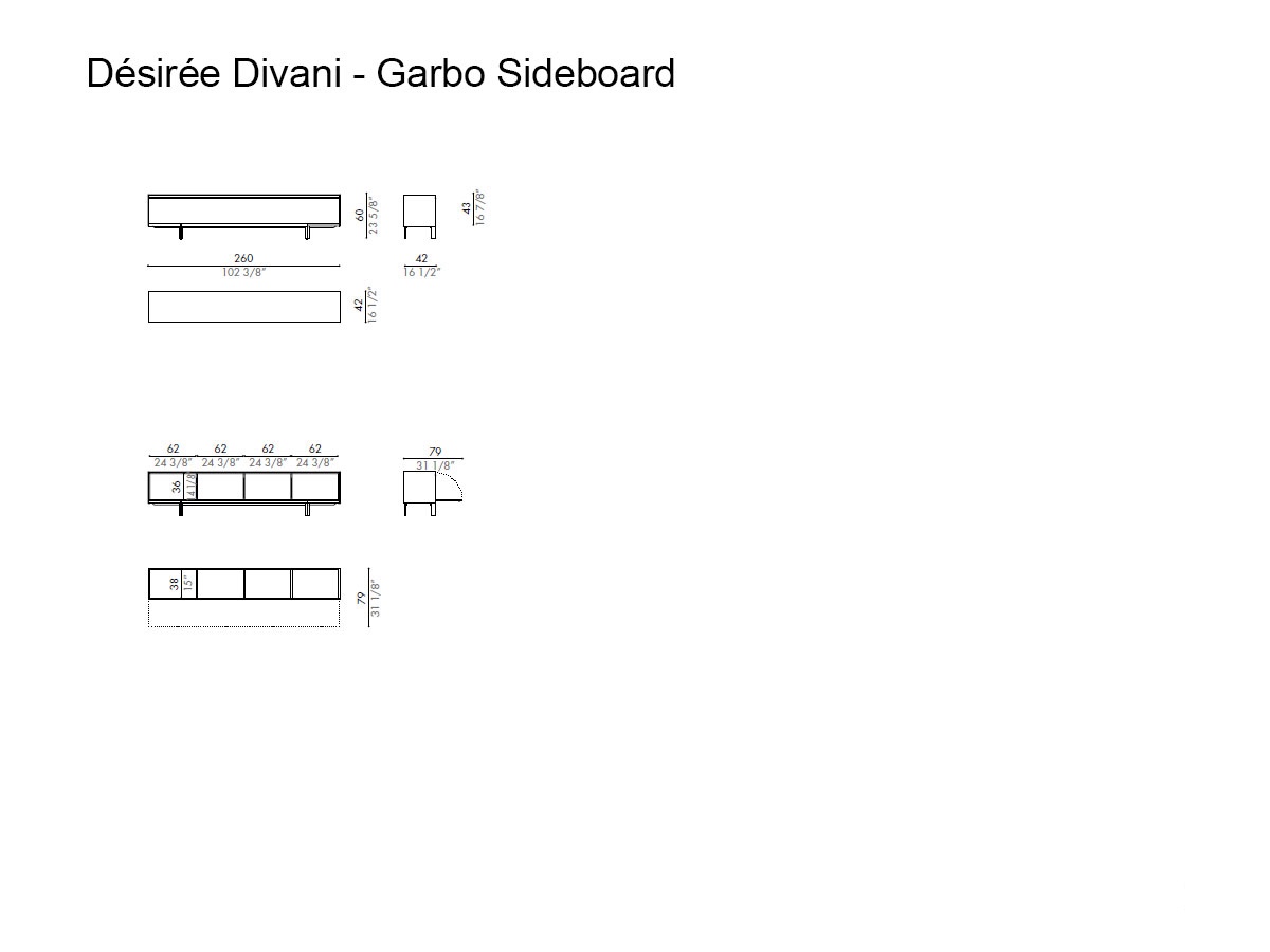 Désirée Divani Garbo Sideboard L 260 Cm