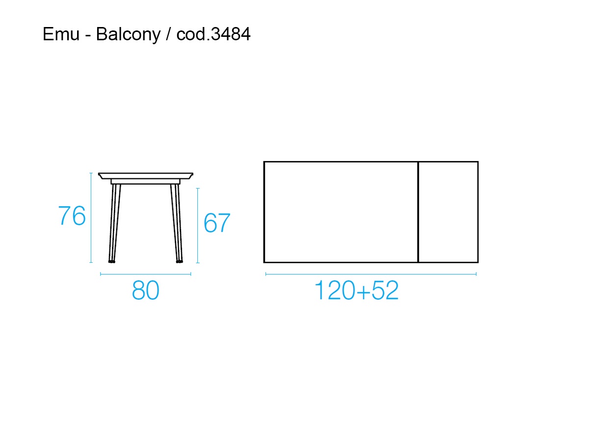 Emu Balcony Extensible Table White