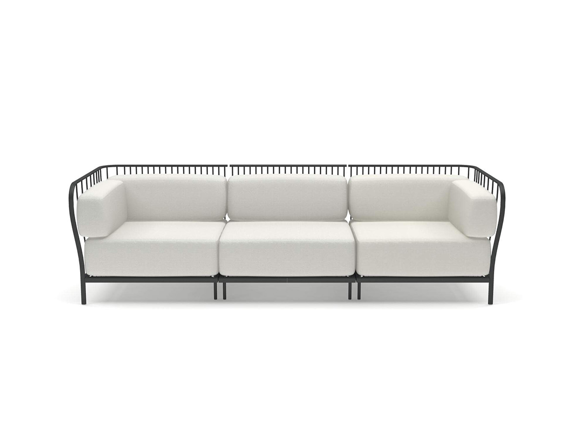 Emu Cannole Sofa 22 Antique Iron Cushions 70012 White