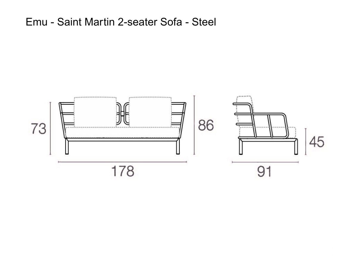 Emu Saint Martin 2 Seater Sofa Steel