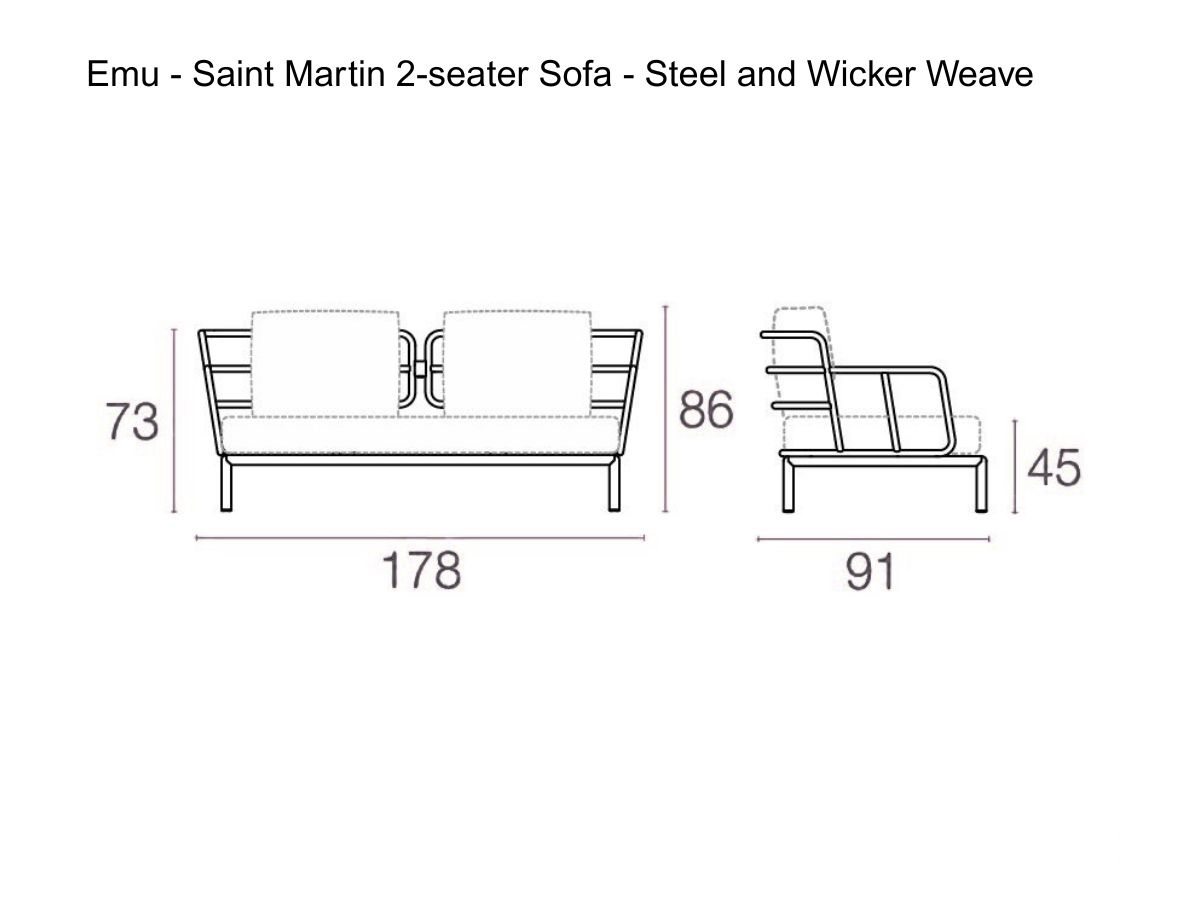 Emu Saint Martin 2 Seater Sofa Steel And Wicker Weave