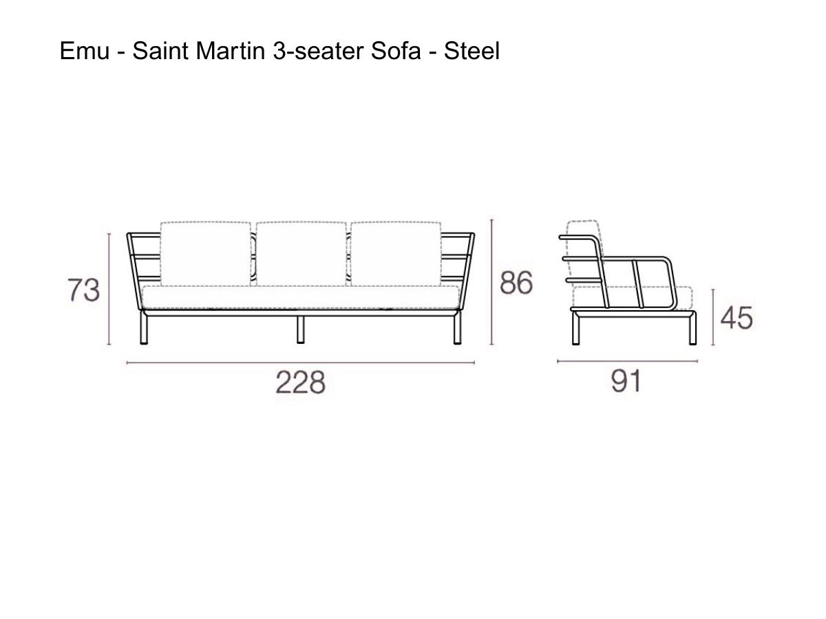 Emu Saint Martin 3 Seater Sofa Steel