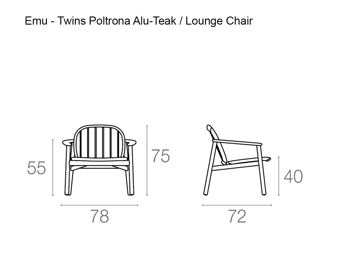 Emu Twins Lounge Chair Alu Teak