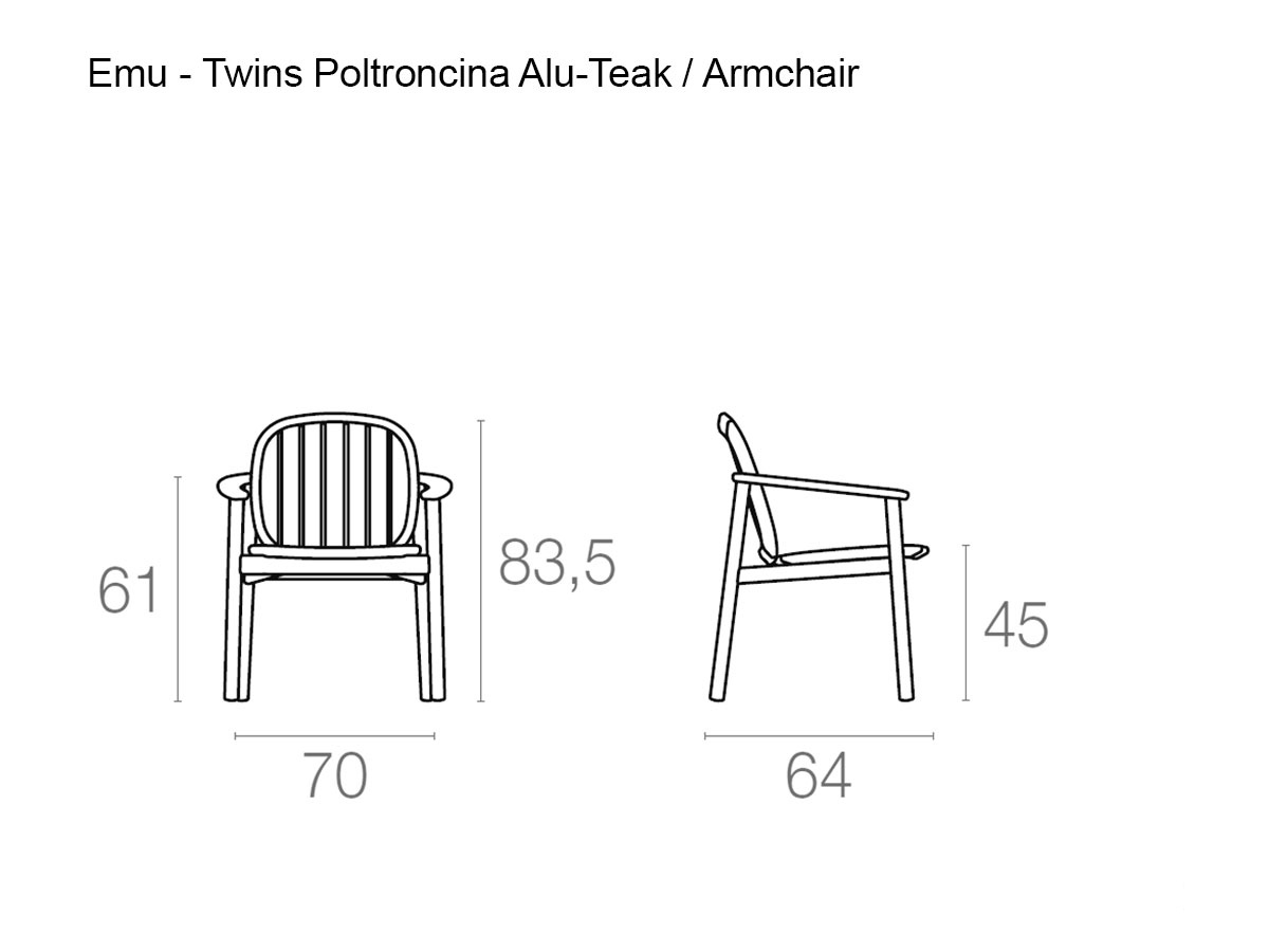 Emu Twins Armchair Alu Teak