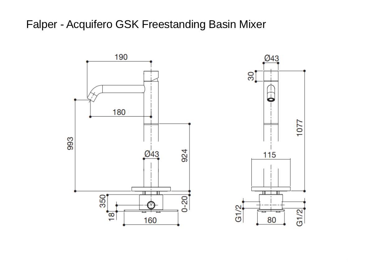Falper Acquifero Gsk Freestanding Basin Mixer