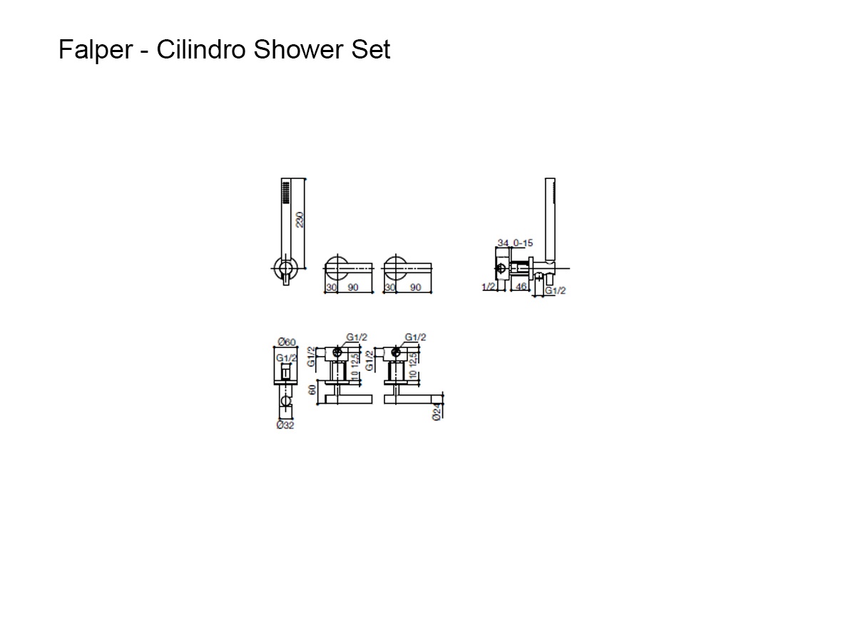 Falper Cilindro Hydroprogressive Wall Mounted Shower Set