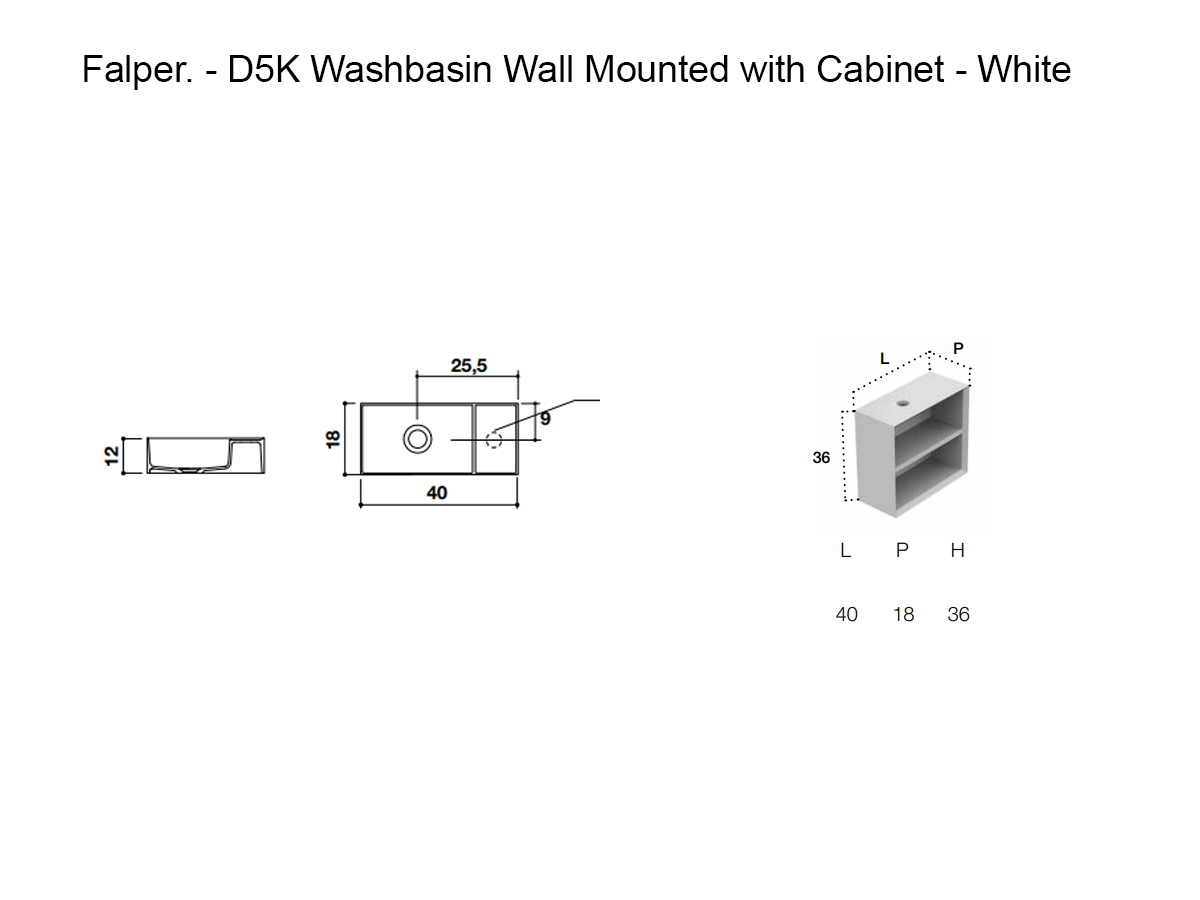 Falper D5k Washbasin Wall Mounted With Cabinet White