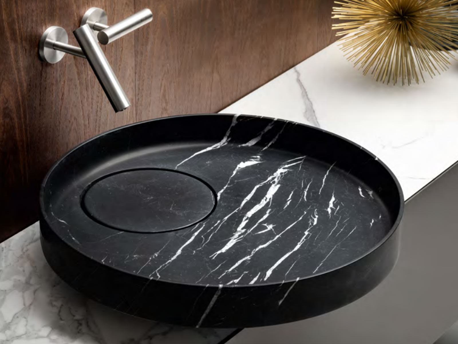 Falper Eccentrico Wn3 Washbasin Countertop Black Marquinia Marble