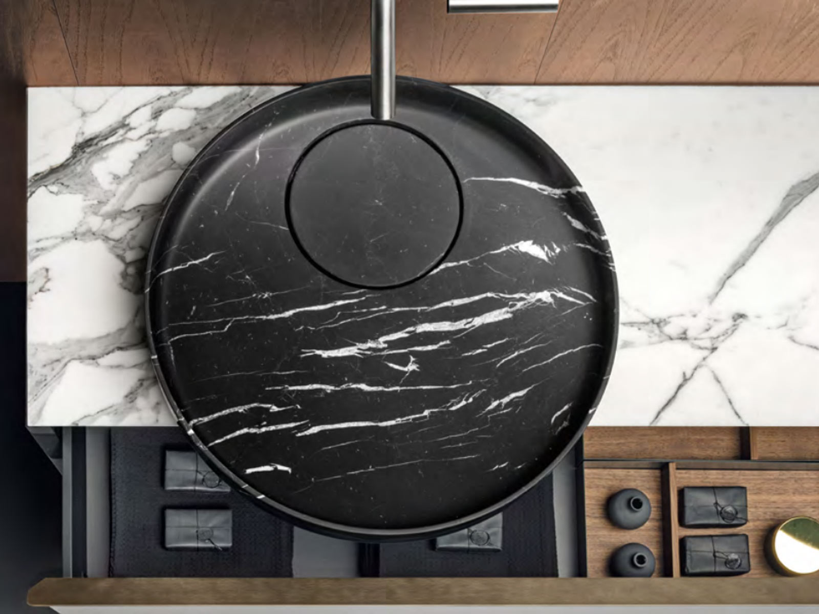 Falper Eccentrico Wn3 Washbasin Countertop Black Marquinia Marble
