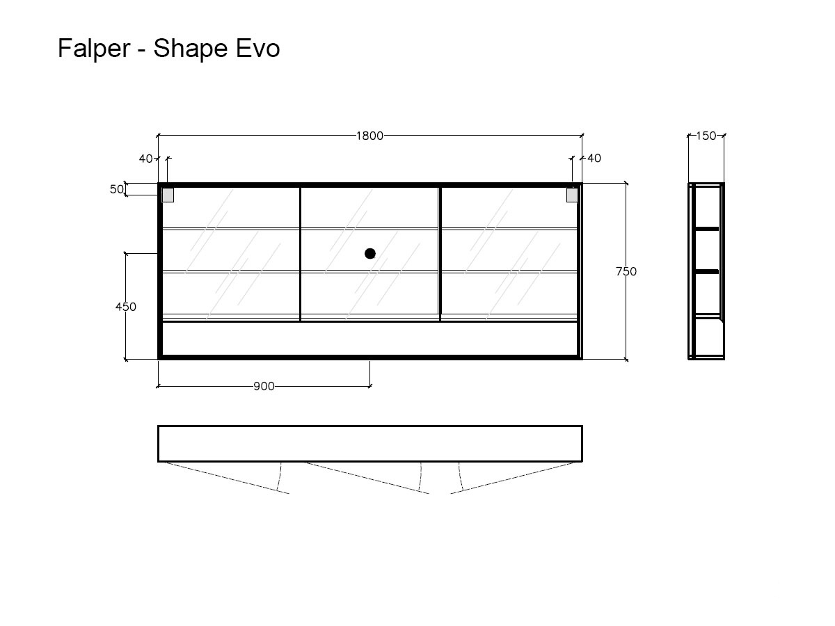 Falper Shape Evo Cabinet Mirror With Open Storage