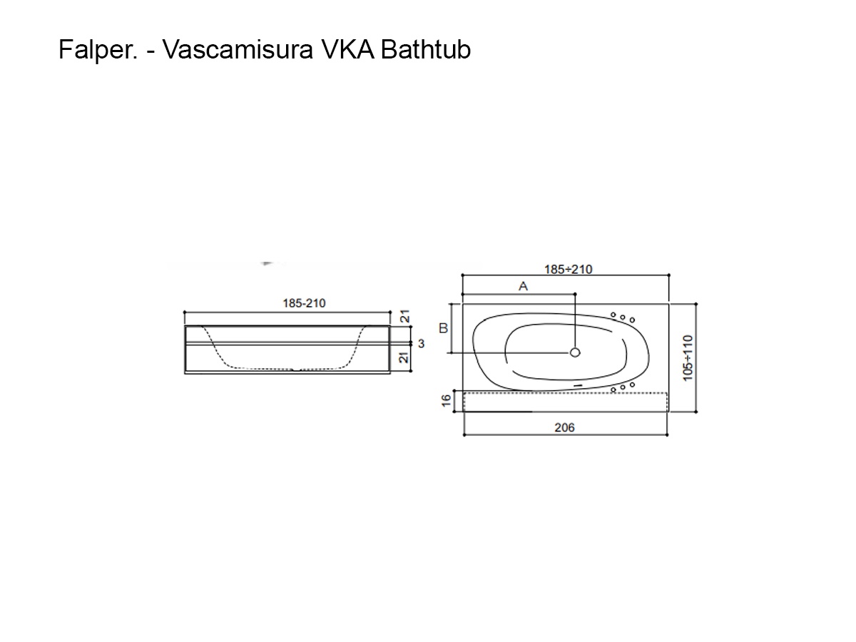 Falper Vascamisura Vka Bathtub Natural Walnut