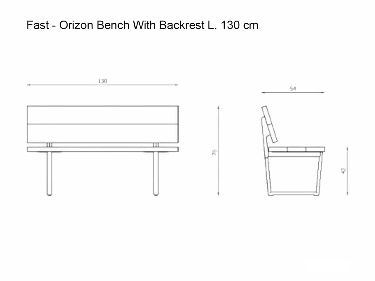 Fast Orizon Bench With Backrest L 130 Cm Outdoor
