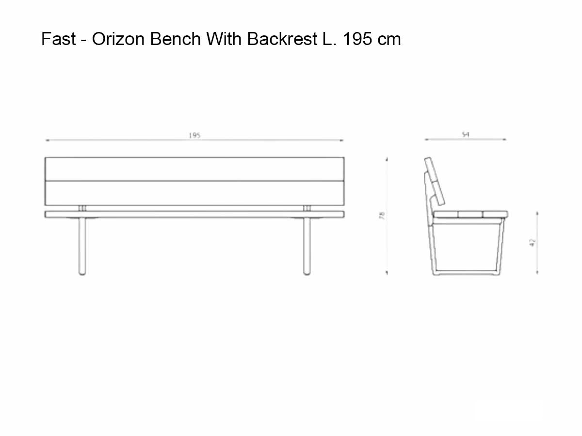 Fast Orizon Bench With Backrest L 195 Cm Outdoor
